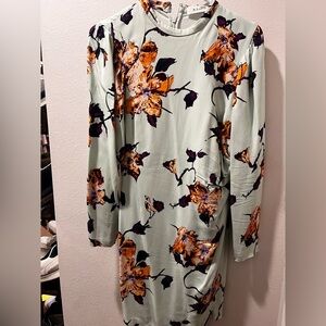 A.L.C Jane Floral Mint Green Long Sleeve Dress